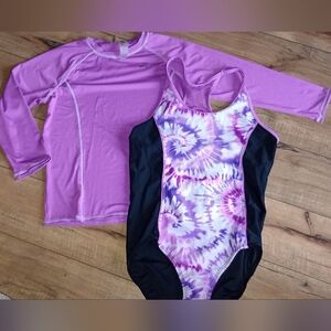 ZeroXposur One-piece With Mesh Swimsuit and Rash Guard Set
